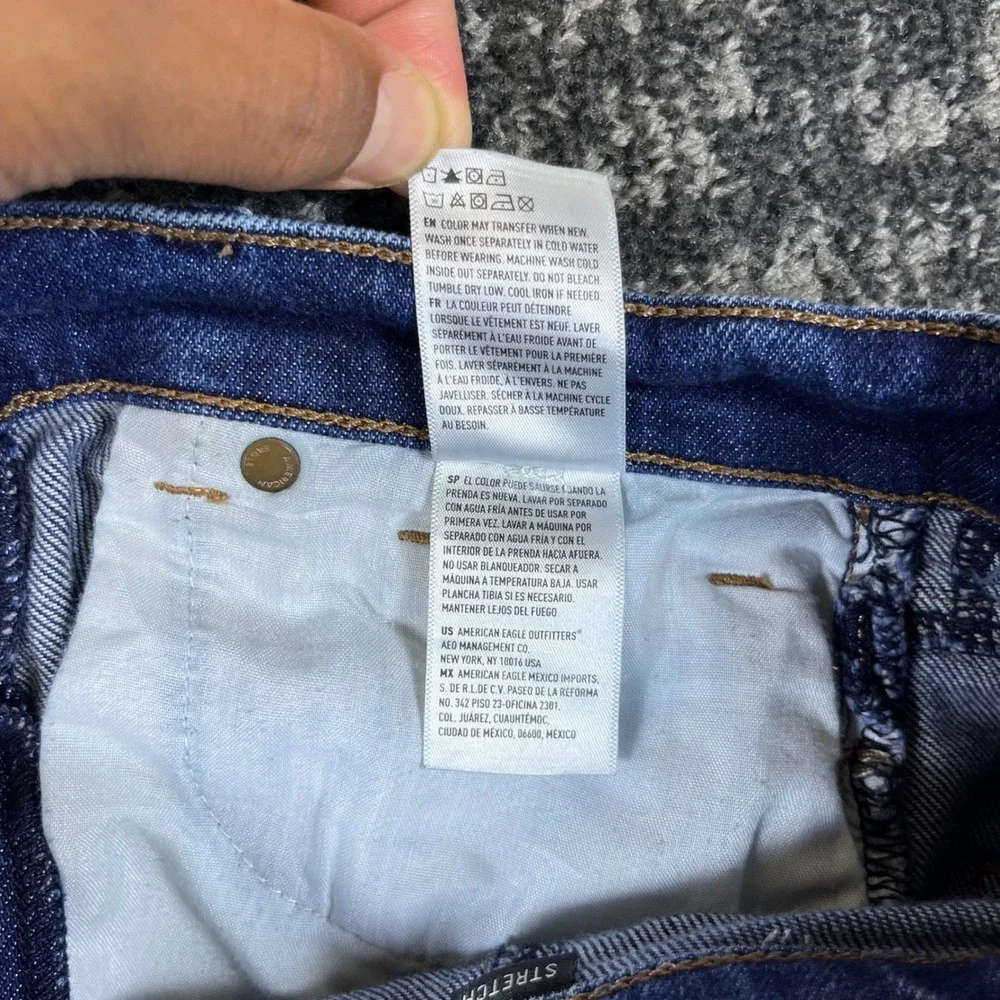 American Eagle Denim Shorts Womens 00 Stretch Blue Distressed Cuffed High Rise